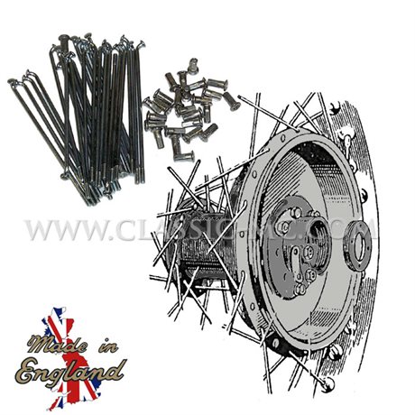 SPOKE SET F/R, HALF WIDTH CAST IRON 7" VM2X19 TRIUMPH/BSA