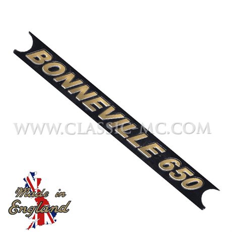 SIDE PANEL DECAL, BONNEVILLE 650 GOLD/BLACK 175 MM