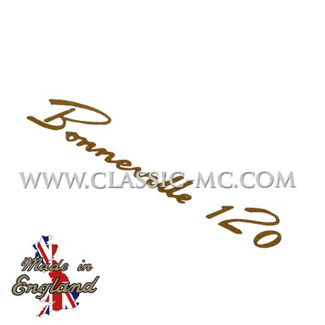 DECAL, BONNEVILLE 120 SCRIPT GOLD (65 MM)