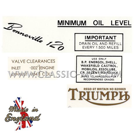 DECAL, SET T120 1960-61 BLACK